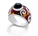 ITALIAN STERLING SILVER RING WITH TORTOISE AND BLACK ENAMEL