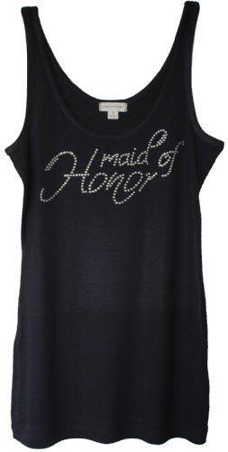 Bridal Party Rhinestone Tanks Sold Individually Bride Bridesmaid and Maid of Honor (Small, Maid of Honor – Black)