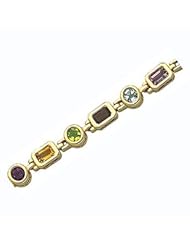 14k Solid Gold Multi Shape Semi Precious Stone Bracelet (4.40 cts.tw.)