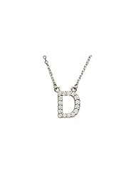 1/6 cttw Diamond Initial Necklace with Initial D in 14k White Gold ( 16 Inch )