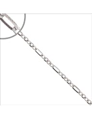 14k White Gold, Figrolo Link Anklet with Sparkly White Rhodium Pave Accents