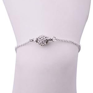 Kadima Swarovski Elements Crystal Disco Ball White Bracelet,Bracelet Length 7.5 Inches, Ball Size:6mm