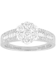 0.95ct tw Round and Baguette Diamond Ring set in 18k Gold