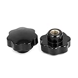 uxcell　クランプノブ　M12x50mm　ブラック　50mmのヘッド径　プラスチック素材　2個入り