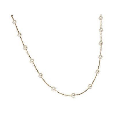 14K White Gold Necklace Enhanced with Cultured Freshwater Akoya Pearls