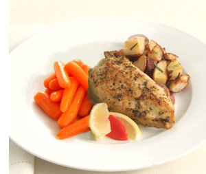 Lemon-Pepper Chicken w Rosemary Potatoes & Baby Carrots by Dinewise.com