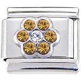 CRYSTAL Gem NOVEMBER BIRTHSTONE DAISY Italian Charm