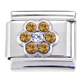 CRYSTAL Gem NOVEMBER BIRTHSTONE DAISY Italian Charm