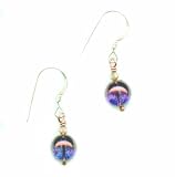 Baerreis - Hand Crafted Earrings Iridescent Czech Glass Beads with Pink Swarovski Accent!