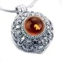 Sterling Silver AMBER Poison Locket Pill Box Pendant