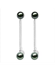 18K white gold Tarita Black Tahitian cultured pearl and diamond earring