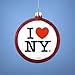 I LOVE NY ROUND DISC ORNAMENT - 3.5