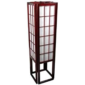 Asian D�cor - 45 Window Pane Japanese Wood and Paper Shoji Lantern - Cherry Rosewood from Lava Lamps