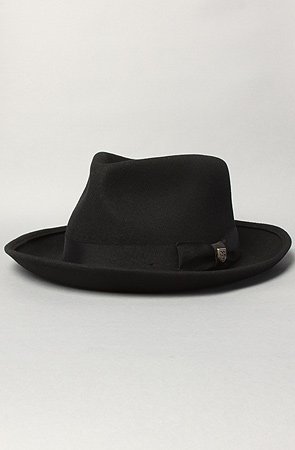 Brixton The Swindle Fedora in Black Felt,Hats for Men