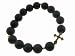 Black Diamond Gothic Cross on Black Onyx Bead Bracelet by Mizuki