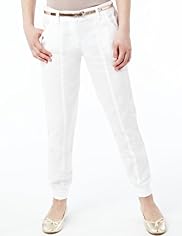 Autograph Pure Linen Cuffed Trousers with Belt