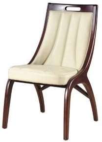 International Design C735-819 20.47 x 22.83 x 35.04 in. Barrel Cream Leather Dining Chairs, Set Of 2