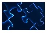 Black Puzzle with Blue Light Shining Through the Cracks, Board Games Photographic Poster Print, 24x18