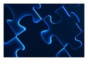 Black Puzzle with Blue Light Shining Through the Cracks, Board Games Photographic Poster Print, 24x18