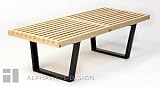 Alphaville Design BN-WOOD-4-NAT 4ft Classic Wooden Bench, Birch Legs in Black Finish with Natural Top