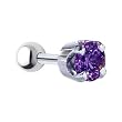 18 Gauge 3/16" -Solid 14KT White Gold 4mm Amethyst Cubic Zirconia Cartilage Earring