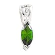 14K White Gold Chatham Created Emerald and Diamond Pendant