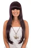 Long Straight Deep Purple Angelina Jolie Wig | Soft Fringe | Heat Styleable | Long Wigs