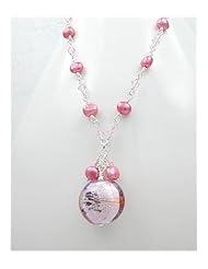 Pink Fresh Water Pearl Necklace In 92.5 Sterling Silver