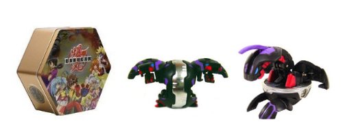 Bakugan Bakutin collector's tin with Metal Black Hydranoid and Metal Black Dragonoid