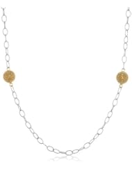 Italian Sterling Silver Beaded Disco Ball Stations Necklace, 36"