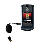 Retractable USB Cable for the Motorola MOTORAZR 2 V8 with Power Hot Sync and Charge capabilities - Gomadic Brand w/ TipExchange Technology