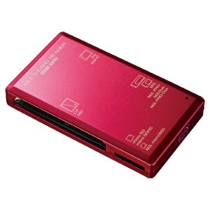 【SANWA SUPPLY】USB2.0 マルチカードリーダーライター（48in1・SD microSD MS CF）・レッド ADR-ML1R