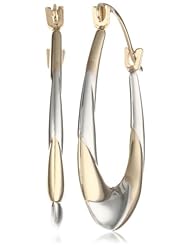 10K Two-Tone Gold Stampato Hoop Earrings