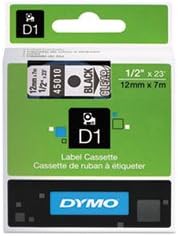 (3 Pack Value Bundle) DYM45010 D1 Standard Tape Cartridge for Dymo Label Makers, 1/2in x 23ft, Black on Clear