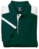 Sport-Tek - Pique Knit Sport Shirt with Contrast Shoulder Panel Dark Green/White-XS