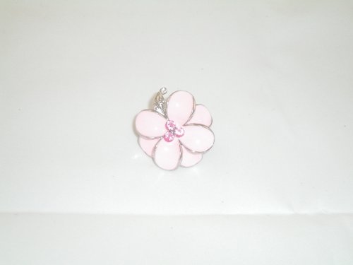 Ring Stretch Enamel Flower with 3 matching crystals PINK
