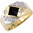 Two Tone Artistic Black Onyx and Diamond Men's Ring