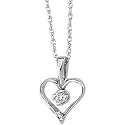 14K Yellow Gold Diamond Heart Pendant With Chain