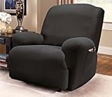 Stretch Greek Key 1-Piece Recliner Slipcover - Black