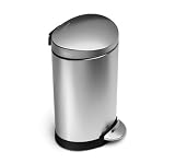 simplehuman Mini Semi-Round Step Trash Can, Fingerprint-Proof Brushed Stainless Steel, 6-Liter /1.6-Gallon