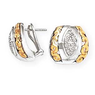 14K, SILVER AND DIAMOND CLIP EARRING D 0.46CTW