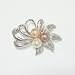 Tri-Color Cultured Pearl on Silver Leaves Brooch Pin