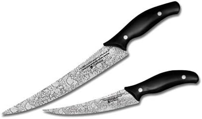 Stratus Culinary Rain Knife Carving Set (Includes 6" Curved Filet Knife and 9" Carving Knife), Black