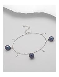 Tahiti (Dyed) Fresh Water Pearls Bracelet In 92.5 Sterling Silver