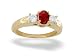 14K Yellow Gold Genuine Oval Ruby and Diamond 3-Stone Ring