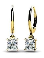 0.40 ct Ladys Princess Cut Diamond Drop Earrings in 18 karat Yellow Gold