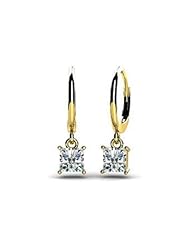 0.50 ct Ladys Princess Cut Diamond Drop Earrings in 14 karat Yellow Gold