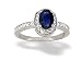 14K White Gold Genuine Oval Sapphire and Diamond Couture Ring