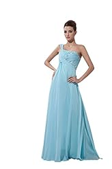 One Shoulder Sleeveless Beaded Sequined Pleated Full Length  Chiffon  Ball Gown Evening Dress/Bridesmaid Dress/Prom Dress 