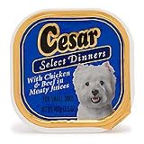 Cesar Select Dinners for Small Dogs with Chicken & Beef in Meaty Juices- net wt. 3.5 oz., case of 24